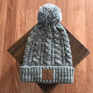 Gray & White POM POM Knit Beanie